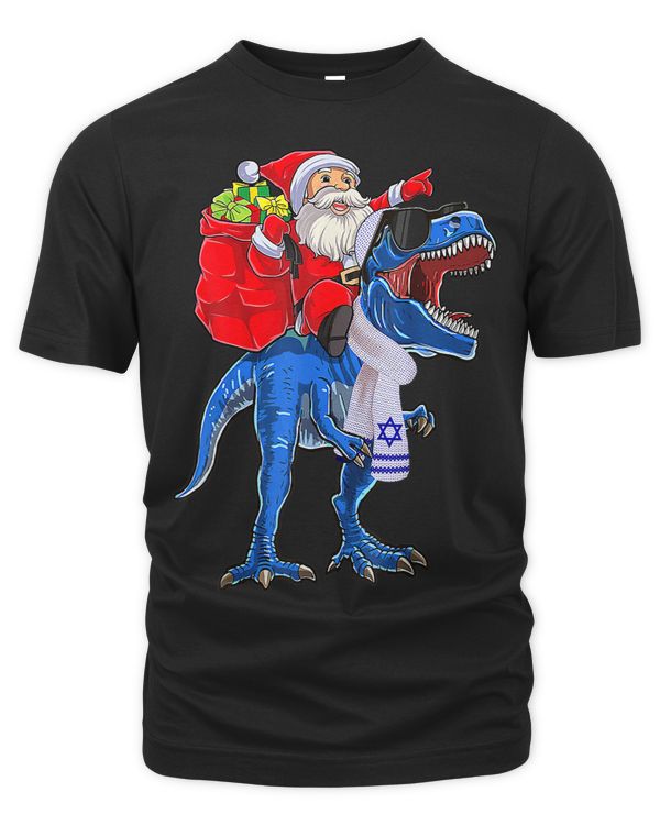 Happy Hanukkah Christmas T Rex Dinosaur Santa Jewish Kids