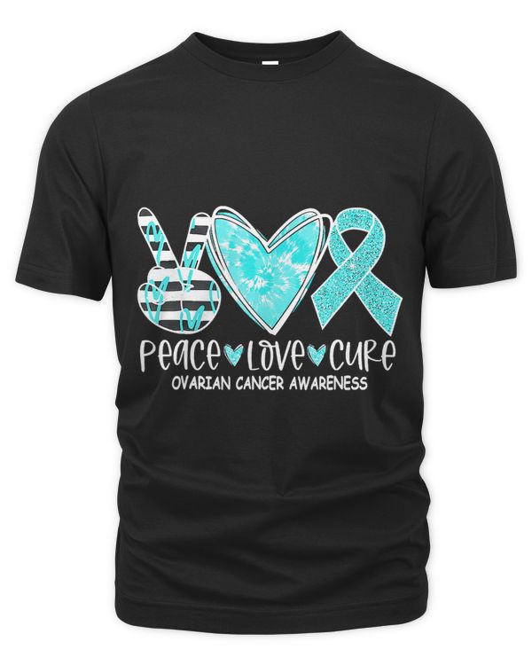 Peace Love Cure Cute Heart Graphic Ovarian Cancer Awareness