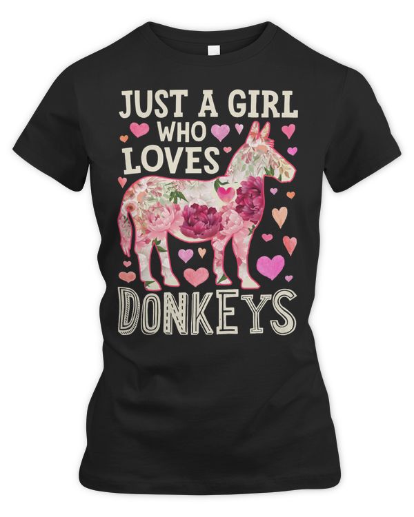 Donkey Cattle Just a Girl Who Loves Donkeys Flower for Girls Women Kids 29 Mule Farmer