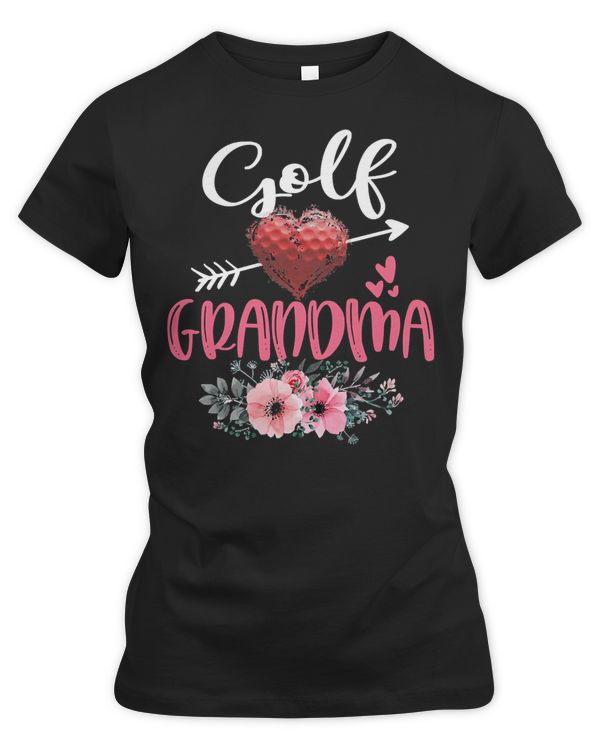 Golf Golfer Grandma Floral Funny Golf Heart 99 Golflife