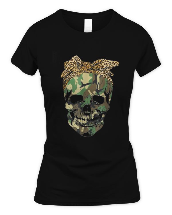 Deer hunting camouflage skull with leopard bandana