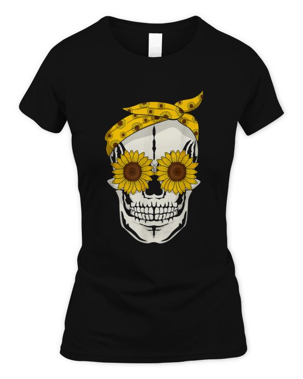 Funny Sunflower Skull Gift For Women Cool Skeleton Bandana