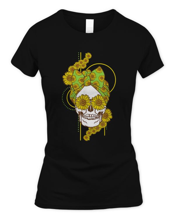 Funny Sunflowers Skull Gift For Women Cool Skeleton Bandana