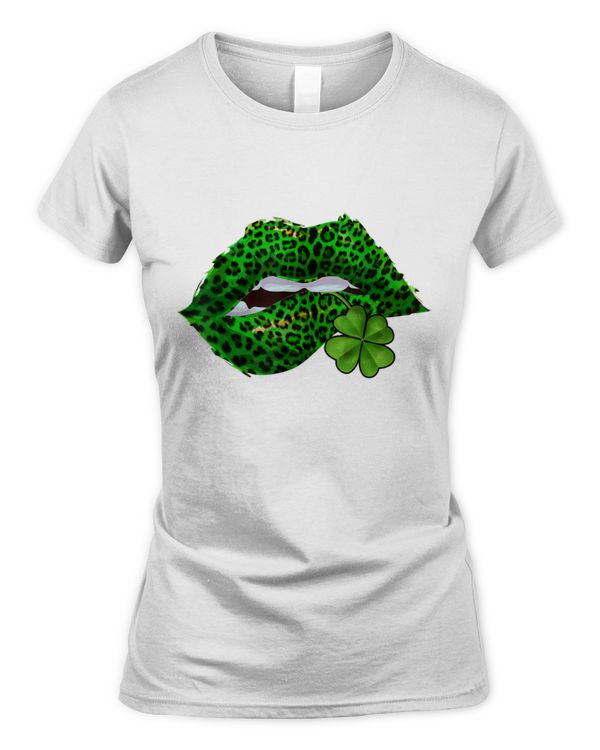 Green Lips Sexy Irish Leopard Shamrock St Patricks Day