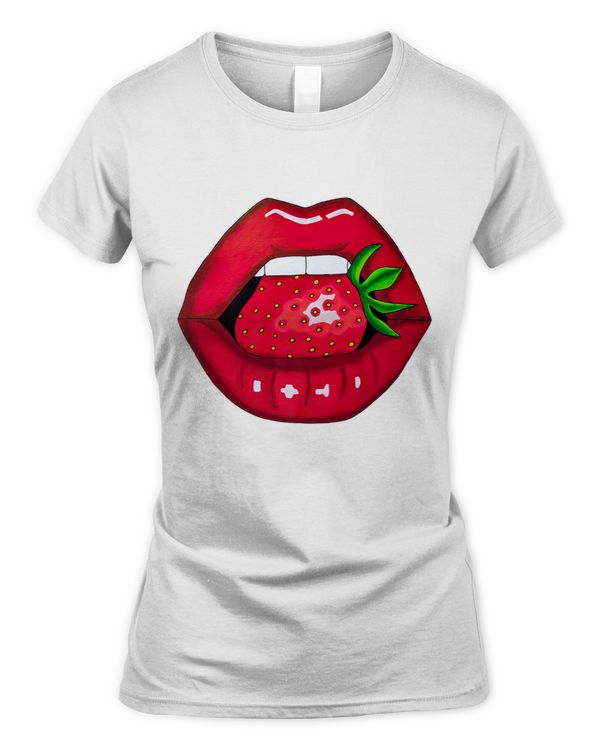 Sexy Strawberry Lips Red Lipstick Woman Strawberries Mouth
