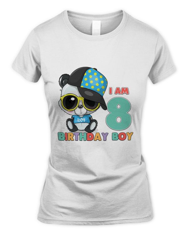 8 Years Old 8th Birthday Cool Panda Since 2014 Boys Kids T-Shirt