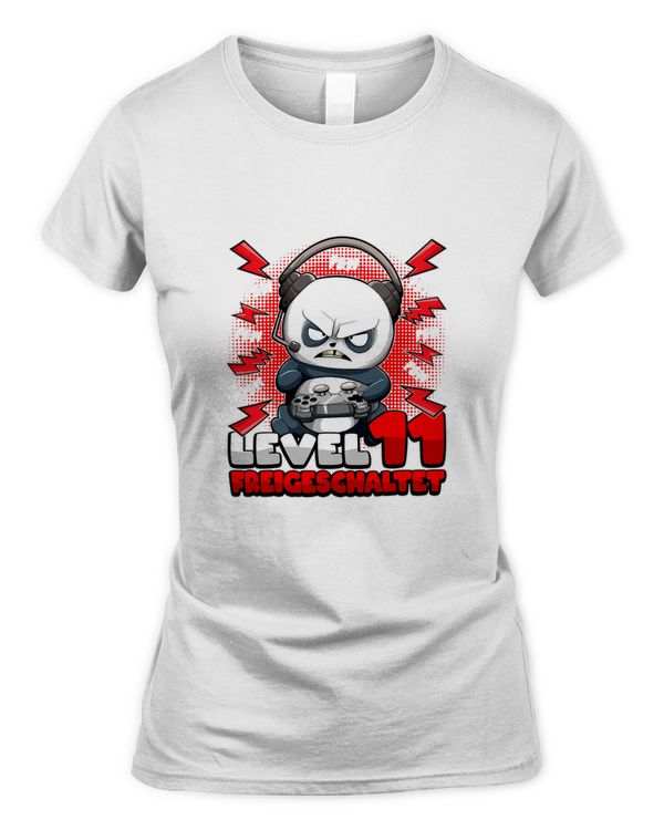 11st Birthday Boy Gamer Panda Level 11 Unlocked Pew T-Shirt