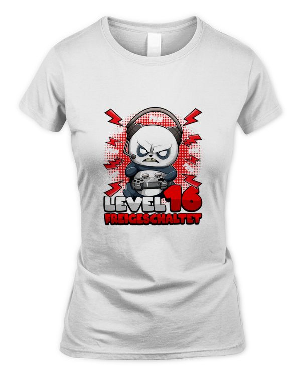 16th Birthday Boy Gamer Panda Level 16 Unlocked Pew T-Shirt