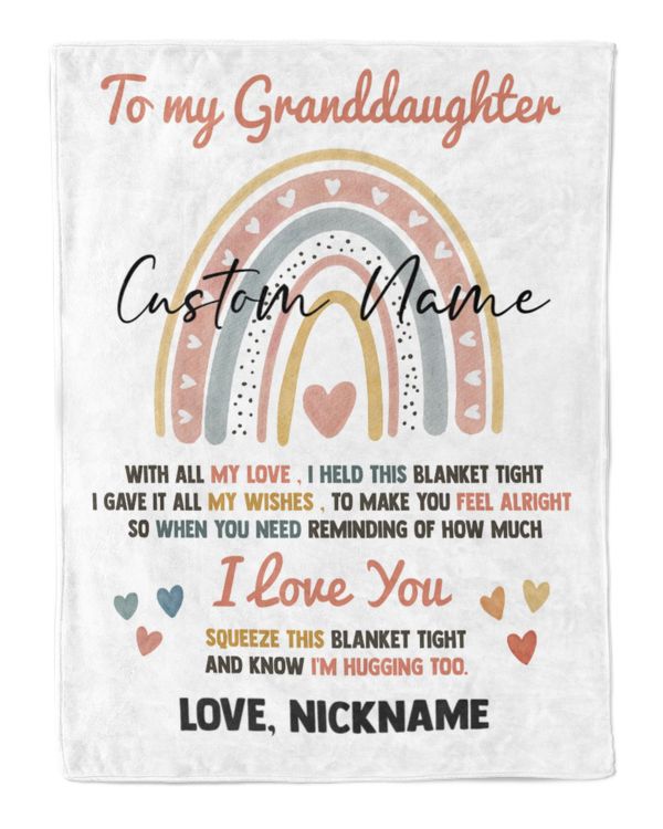 Plush Rainbow  Name Blanket with  for baby, toddler, big kids, teens, and adults Gift From Granparent