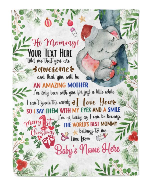 Personalized Hi MOMMY  Cute Baby Girl ,  1st Chritmas Gift from Grandma and baby for Newmom, First Christmas gifts, perfect keepsake and baby shower gift for a mom to be, new mom.