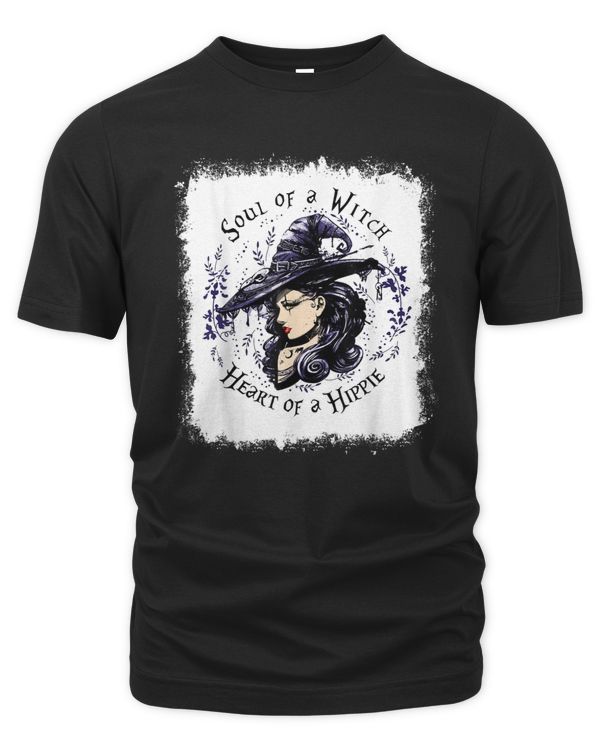Bleached Soul Of A Witch Heart Of A Hippie Halloween Witch T-Shirt