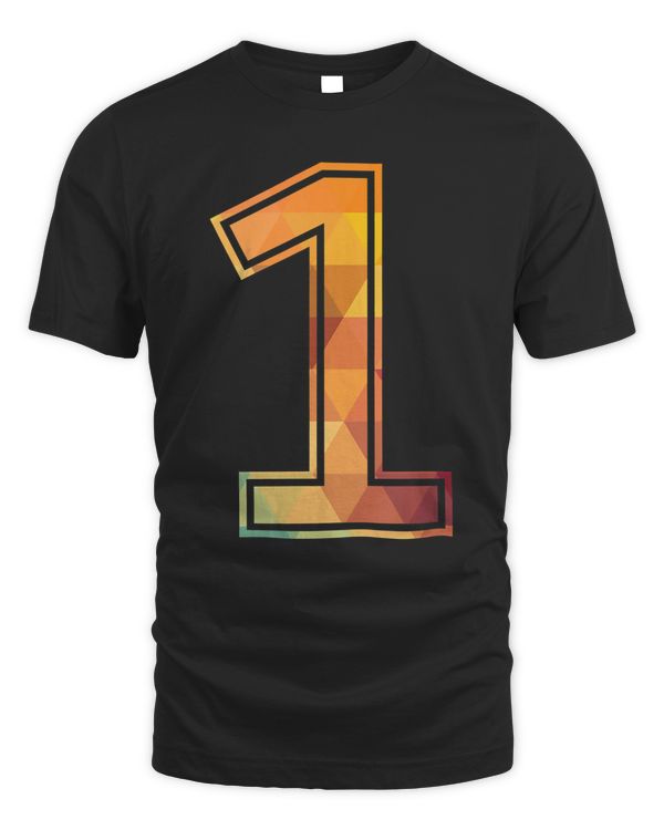 1 Lucky Number Sports Team Low Poly Year Age 1st Birthday T-Shirt