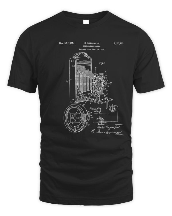 Camera Patent Retro Photographer T Shirt Qsr39