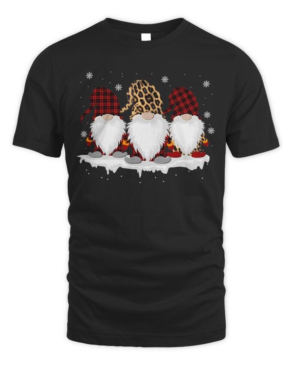 3 Nordic Gnomes Swedish Nisse Buffalo Plaid Christmas Pajama T-Shirt