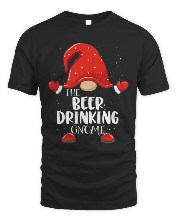 Beer Drinking Gnome Matching Family Group Christmas Pajama T-Shirt