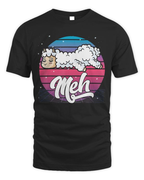 Aesthetic Vaporwave Japanese Otaku Meme Meh Alpaca Llama T-Shirt