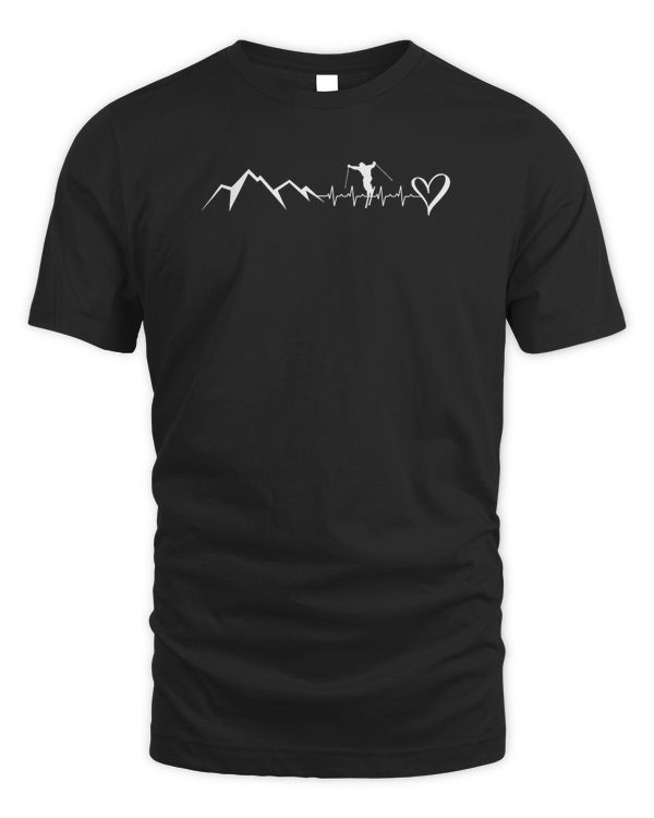 Heartbeat Ekg Skier Mountain T Shirt