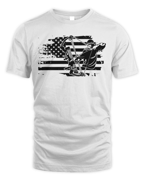 Compound Bow Hunting Gear Retro American Flag Mens Archery Premium T-Shirt