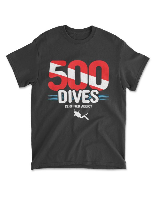 500th Dive - Diver Down Flag - Scuba Diving T-Shirt