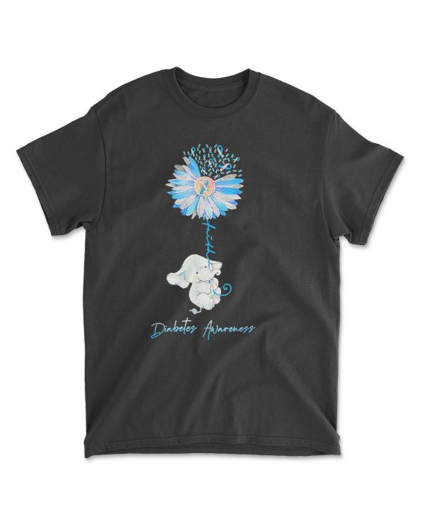 Diabetes Faith Cute Elephants Sunflower Diabetes Awareness T433 awareness