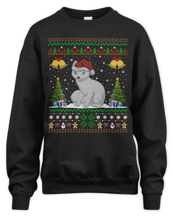 Arctic Fox Animal Lover Xmas Gift Ugly Arctic Fox Christmas Sweatshirt