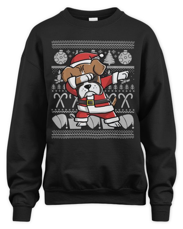 Boxer Dog Ugly Christmas Sweatshirt Dabbing Boxer Christmas
