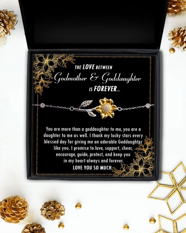 Godmother And Goddaughter Sunflower Bracelet, Gift for Goddaughter, Jewelry for Goddaughter Birthday, Gift from Godmother