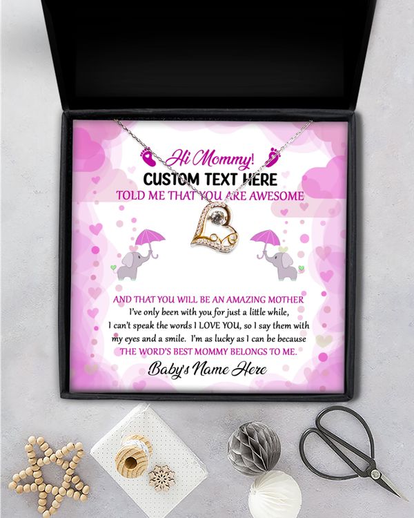 Hearts Necklace, New Mom, First Time Mom Gift from baby girl , New Mom Gift Jewelry, Gift for New Mom Necklace, New Mommy Gift For Baby Shower.