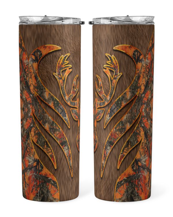 Skinny Tumbler Hunting Deer Orange Camo