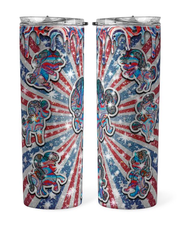 Skinny Tumbler Unicorn American Glitter